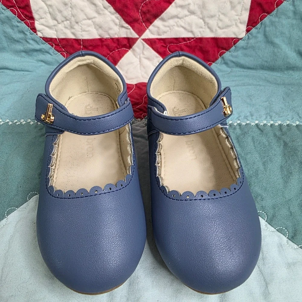 Thee Bron Blue Scalloped Mary Jane Flats AF510 Kids Size 8M